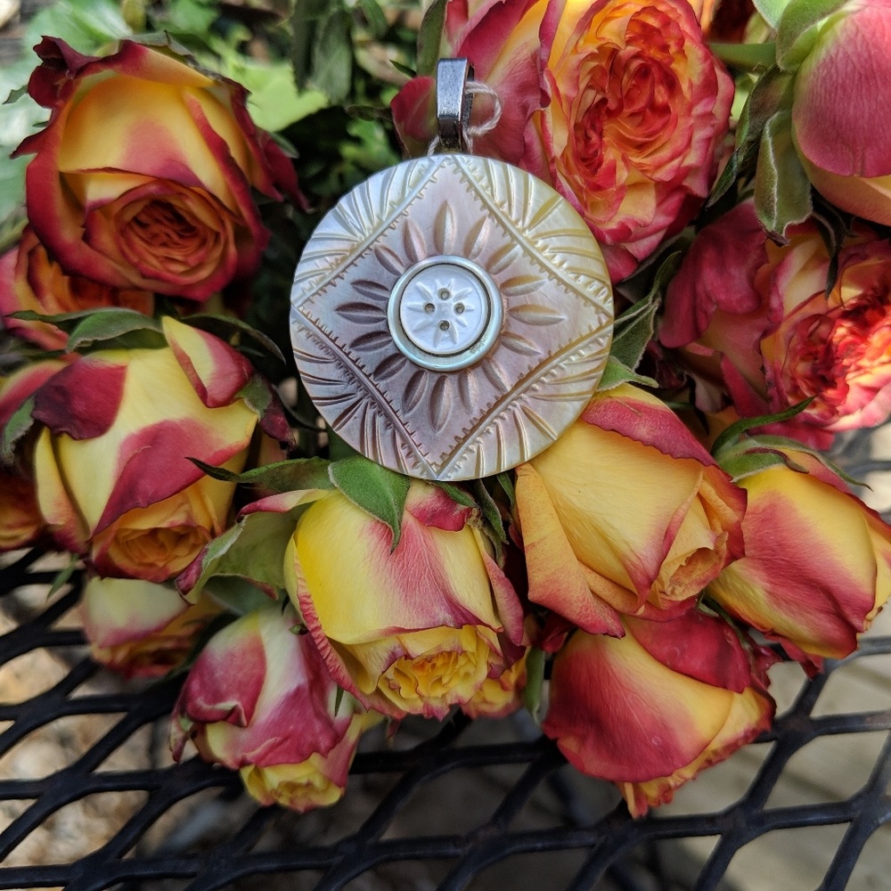 Vintage Mother of Pearl Button Pendant